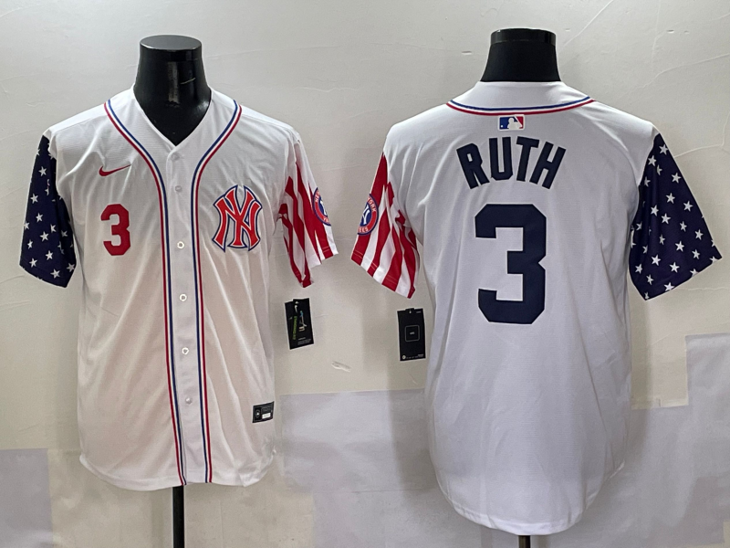 Men 2025  MLB New York Yankees #3 Ruth white jersey style 20->new york yankees->MLB Jersey